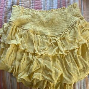 Yellow trendy ruffle skirt